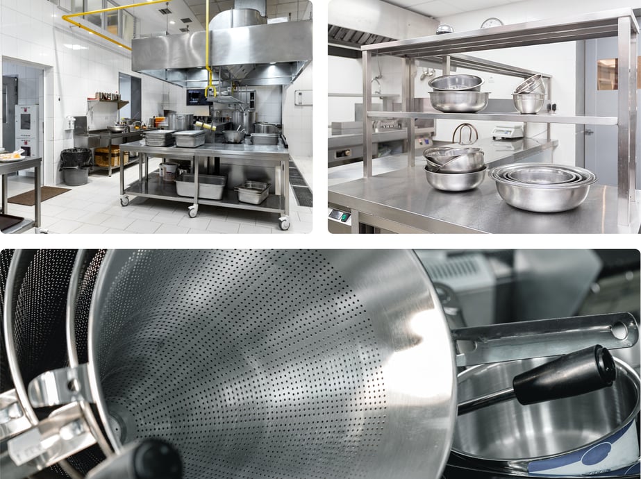 Image of restaurant equipment inside a commercial kitchen