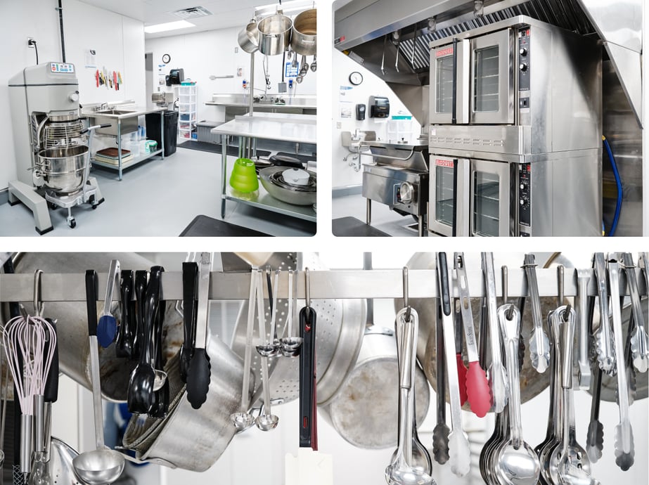 Image of restaurant equipment inside a commercial kitchen