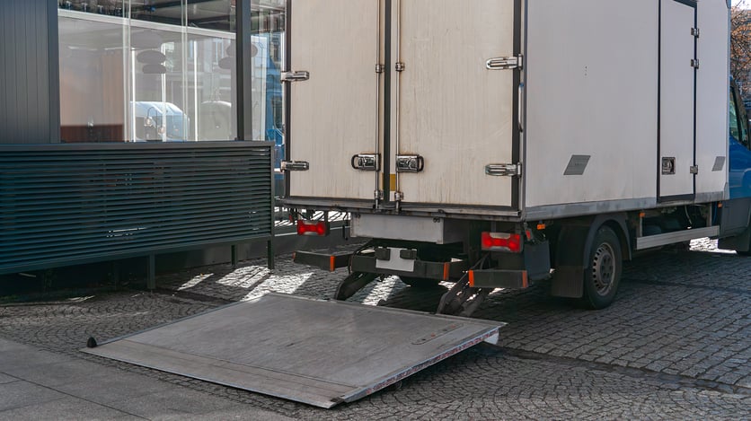 Image of a box truck with the liftgate down