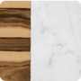 Faux Hickory Wood/Carrara Marble