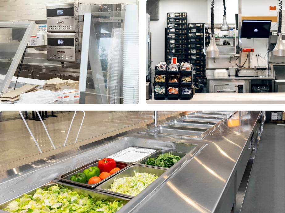 Image of restaurant equipment inside a commercial kitchen