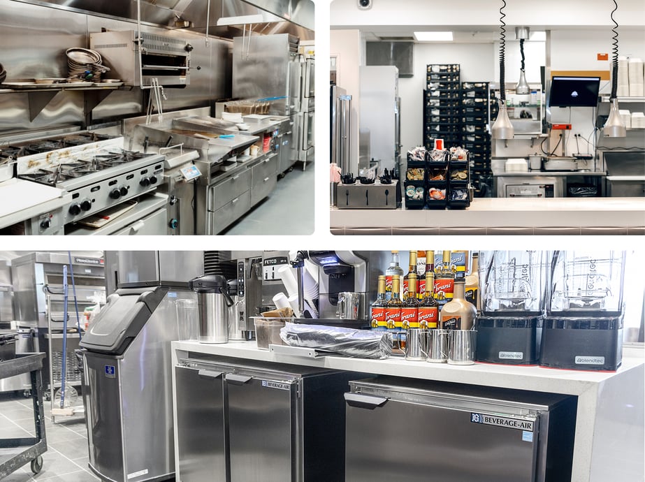 Image of restaurant equipment inside a commercial kitchen