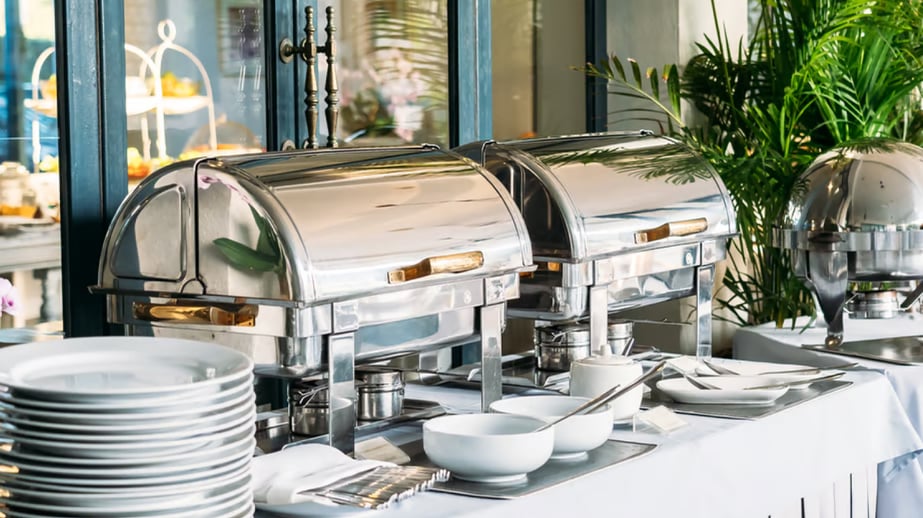 Image of the serving line at a catered event