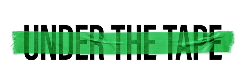 Under the tape banner