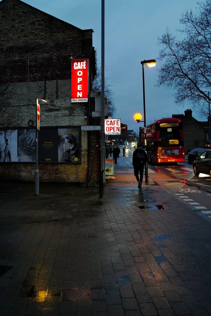 Tommy’s Tuck Inn Cafe, pre sunrise in the drizzle this morning.