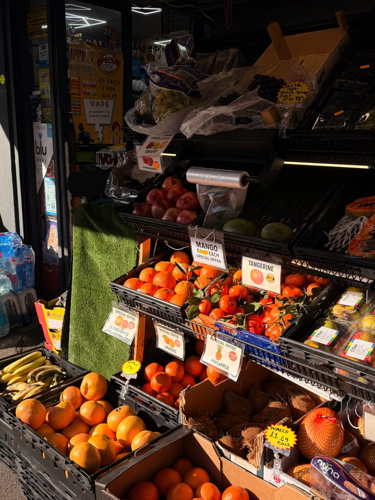 Fruit in the sun at our local corner shop.