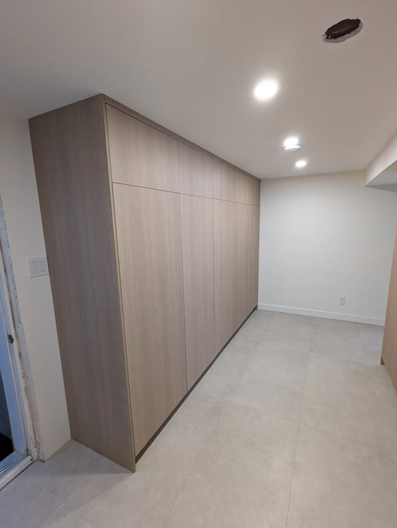 integrated wardrobe light-wood melamine full-height doors — HITO