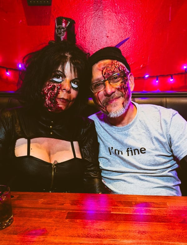 Zombie couple in costume