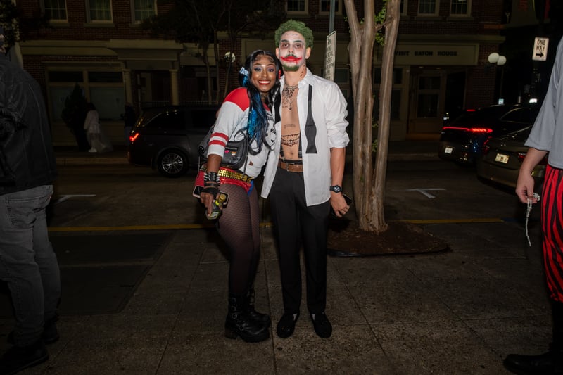 Costumed crawlers on the street in downtown Baton Rouge at the 2025 House of Halloween