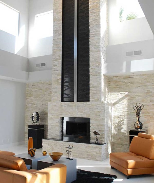 White stone wall cladding feature walls