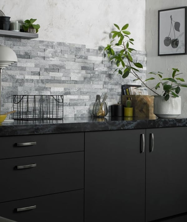 White & Grey Stack Stone Feature Wall