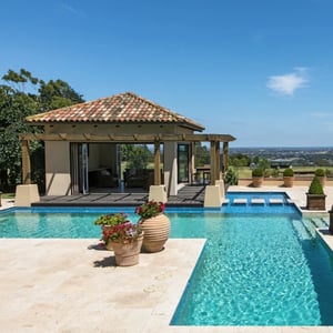 Travertine Pool Tiles and non slip pavers