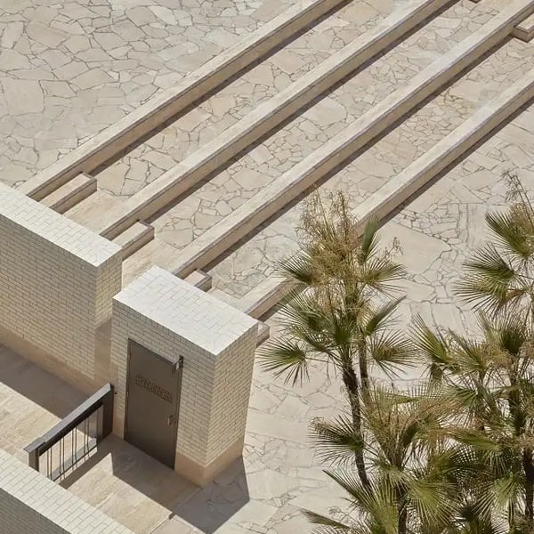 Image of ivory travertine crazy paving