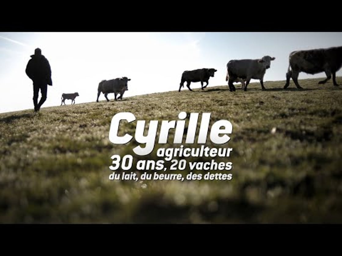 Bande annonce de CYRILLE, AGRICULTEUR, 30 ANS, 20 VACHES, DU LAIT, DU BEURRE, DES DETTES