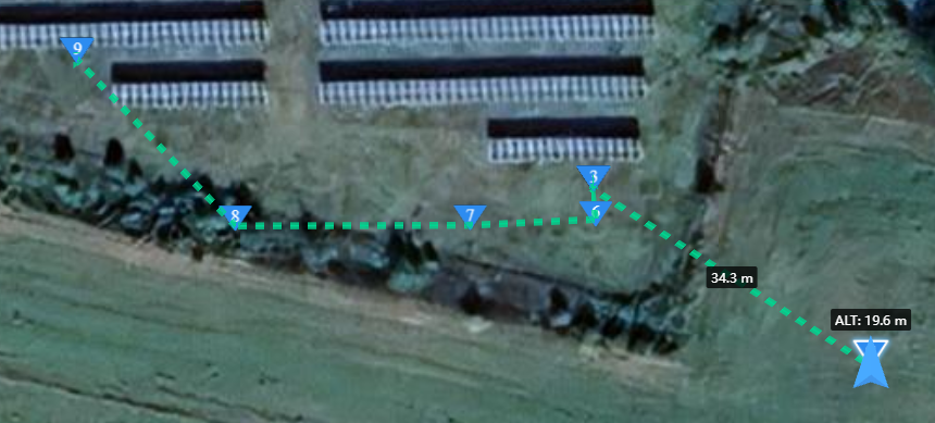 Screenshot der Flugroute aus DJI FlightHub2