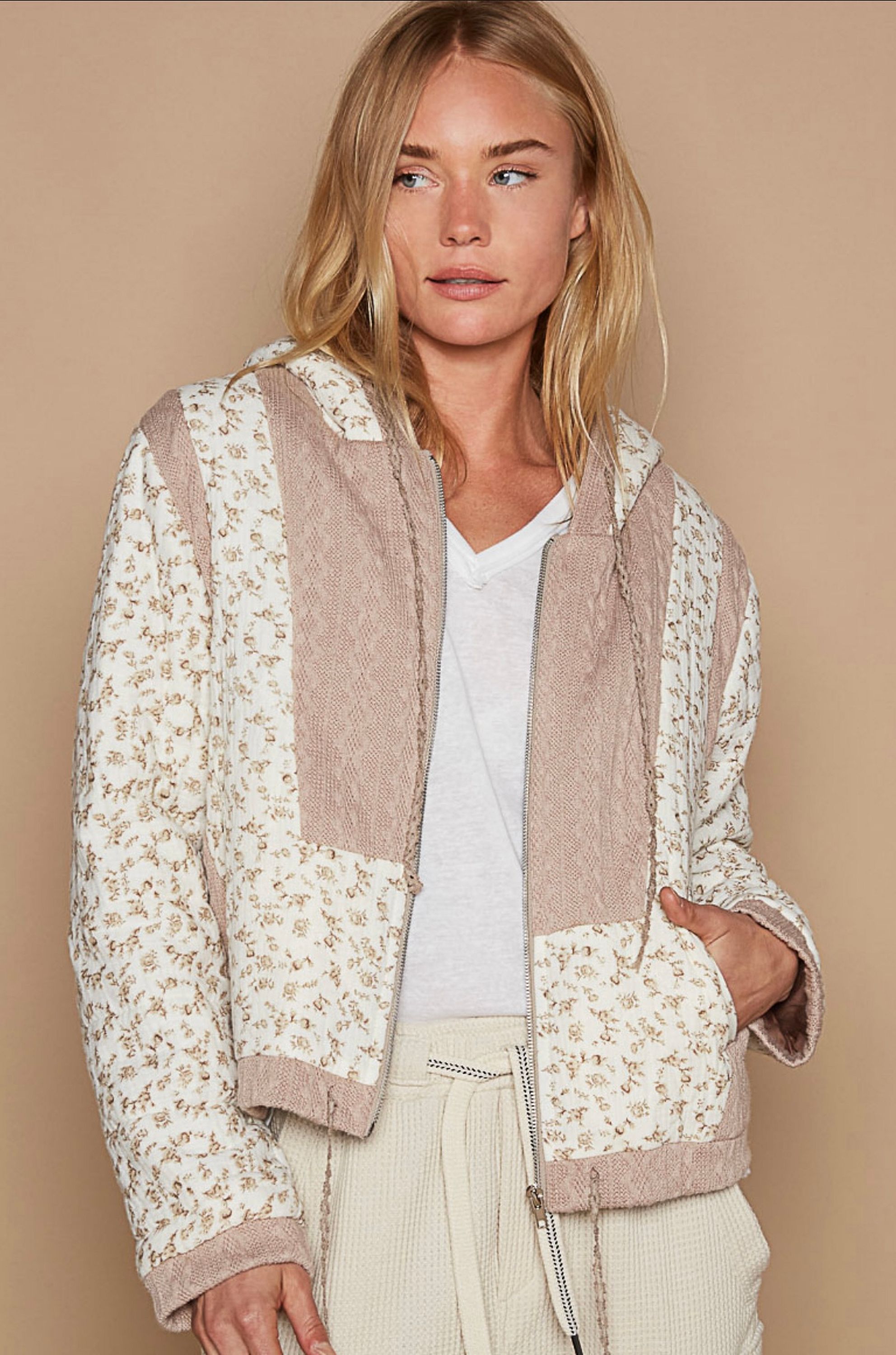 POL Ivory & Beige Floral Jacket