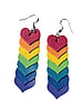Long Medium Rainbow Leather Heart Earrings
