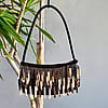 Mother of Pearl Fringe Bag- Black