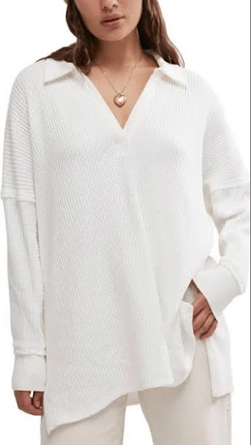 Free People Women’s Travis Polo- ivory