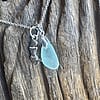Teal Seaglass & Mermaid Charm Necklace