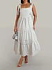 Summer White Tie Top Dress with Green Pin Stripes