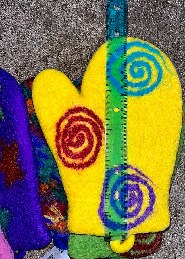 Kitchen Oven Cooking Potholder Felted Wool Oven Mitt Infused with Cotton Fabric, Assorted Heat Resistant NEW