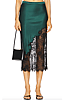 Silk and Chantilly Lace Skirt-Evergreen/Black