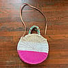 J. Crew color block circle raffia whicker woven bag