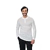 Ecru 3-Button Tencel Long Sleeve Polo