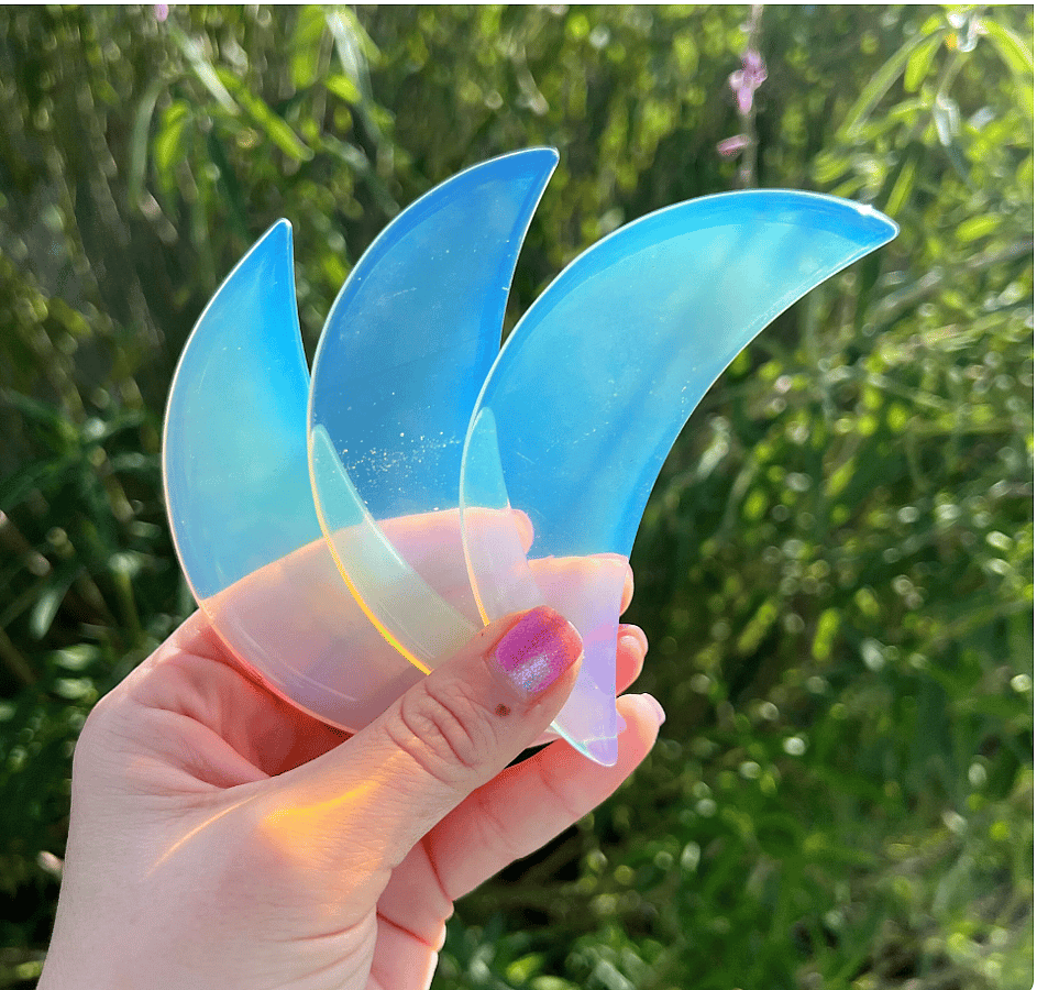 Opalite Glass Crescent Moon Gua Sha