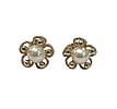 Cultured Pearl Earrings in Flower setting in 14 karat yellow gold