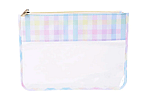 Pastel Plaid Clear Flat Cosmetic Pouches