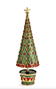 Dekorasyon 7" Green Fleur De Lis Tree With Drum Base
