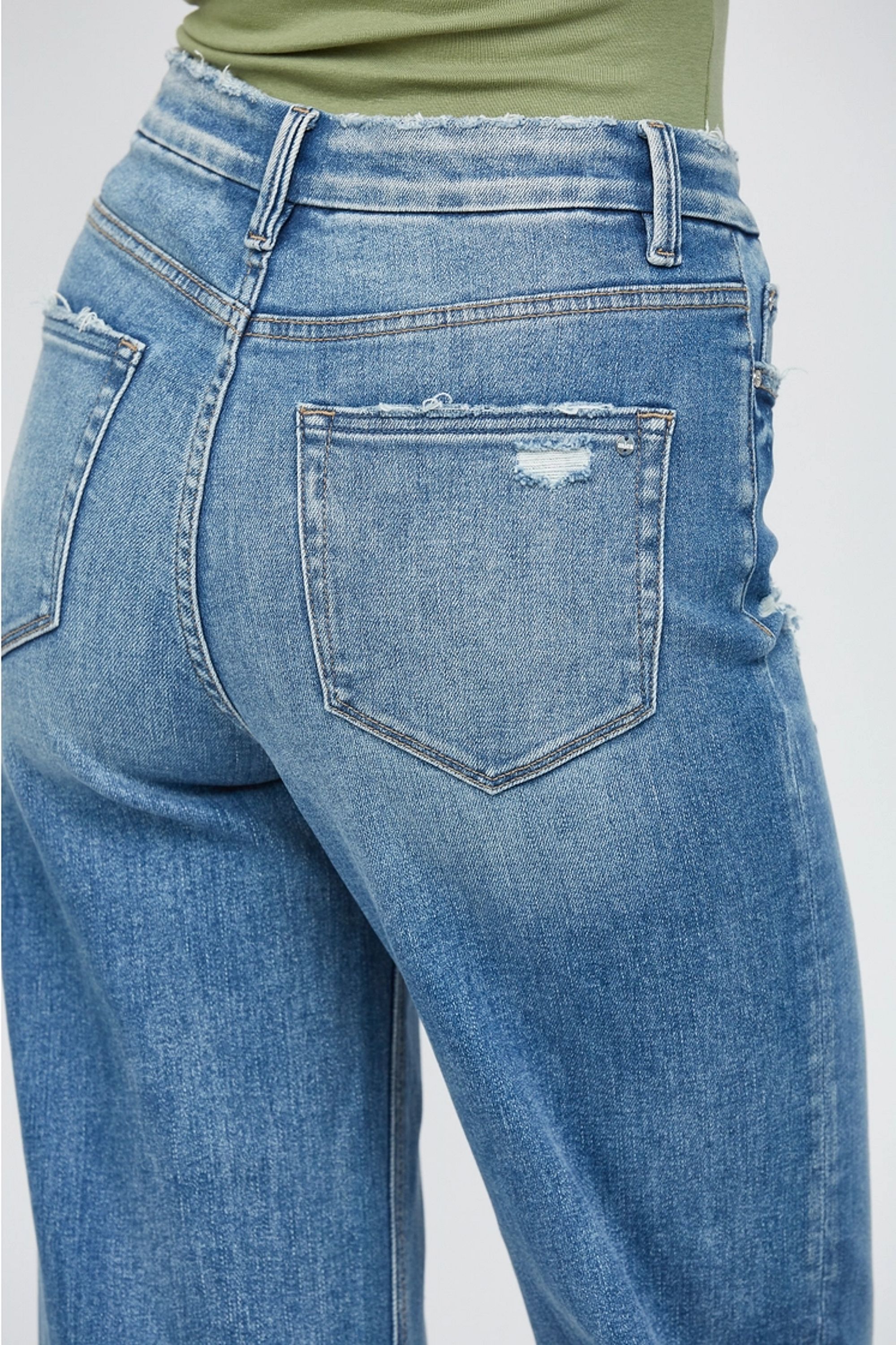 Washed High Rise Wide Leg Jeans