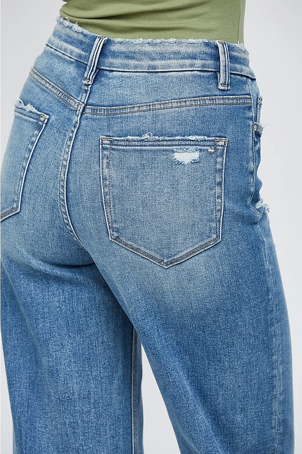 Washed High Rise Wide Leg Jeans