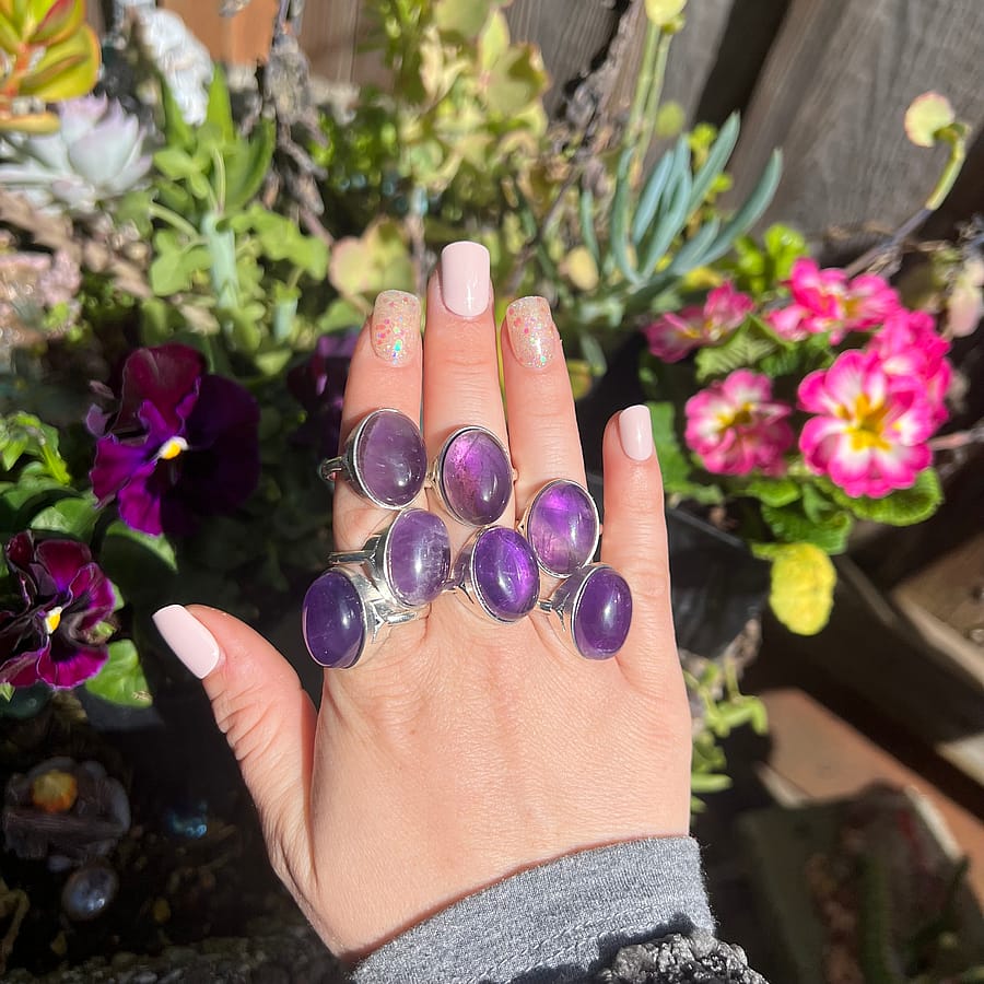 Amethyst or Carnelian Large Oval Ring