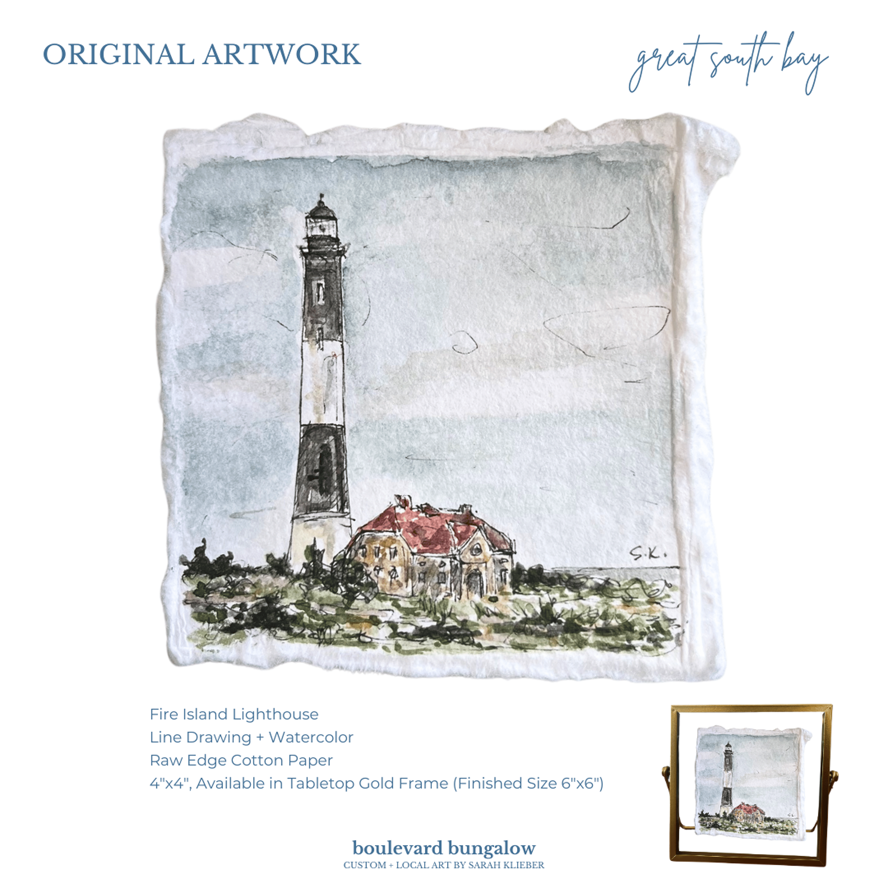 Great South Bay Collection - Fire Island Lighthouse 4"x4"