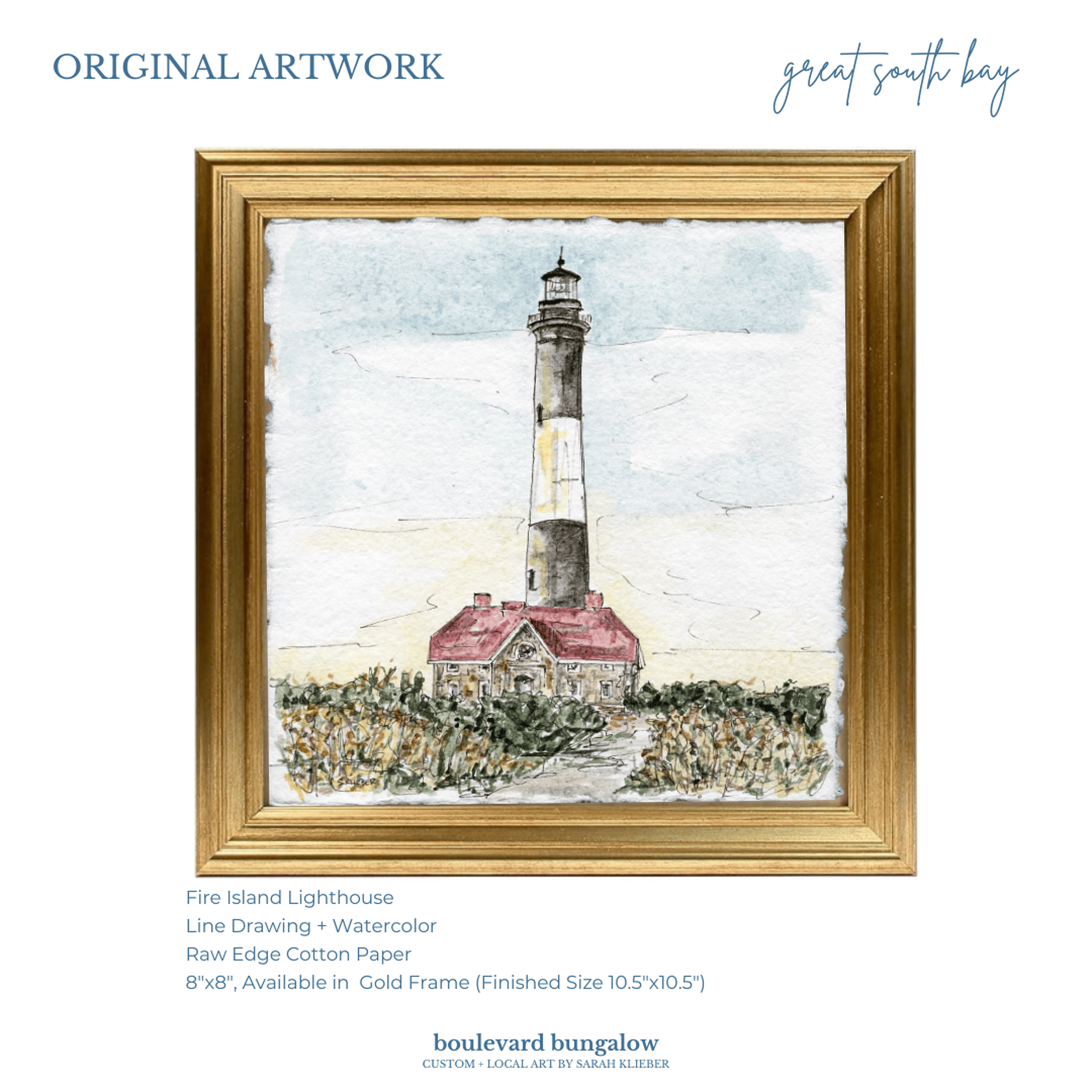 Great South Bay Collection - Fire Island Lighthouse 8"x 8"