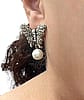 Gold Tone Pearl Butterfly Dangle Earrings