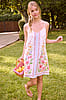 Skies Are Blue Floral Border Print Button-Down Mini Dress