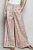 Pol Clothing Coral Floral Stripe Block Print Wide Leg Pants