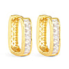 Gold CZ Rectangle Hoop