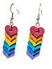 Small Leather Rainbow Order Heart Earrings