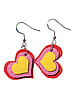 Red, Pink, and Yellow Layered Heart Earrings