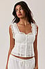 Le Lis White Sleeveless Square Neck Eyelet Ruffle Top