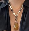 Vintage Carnelian and Mother Of Pearl Beaded Necklace in Sterling Silver