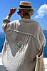 Loowie Beige Oversized Evil Eye Gauze Shirt