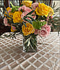 Two Dozen Roses & a Dozen Spray Roses in a Vase- Low & Compact