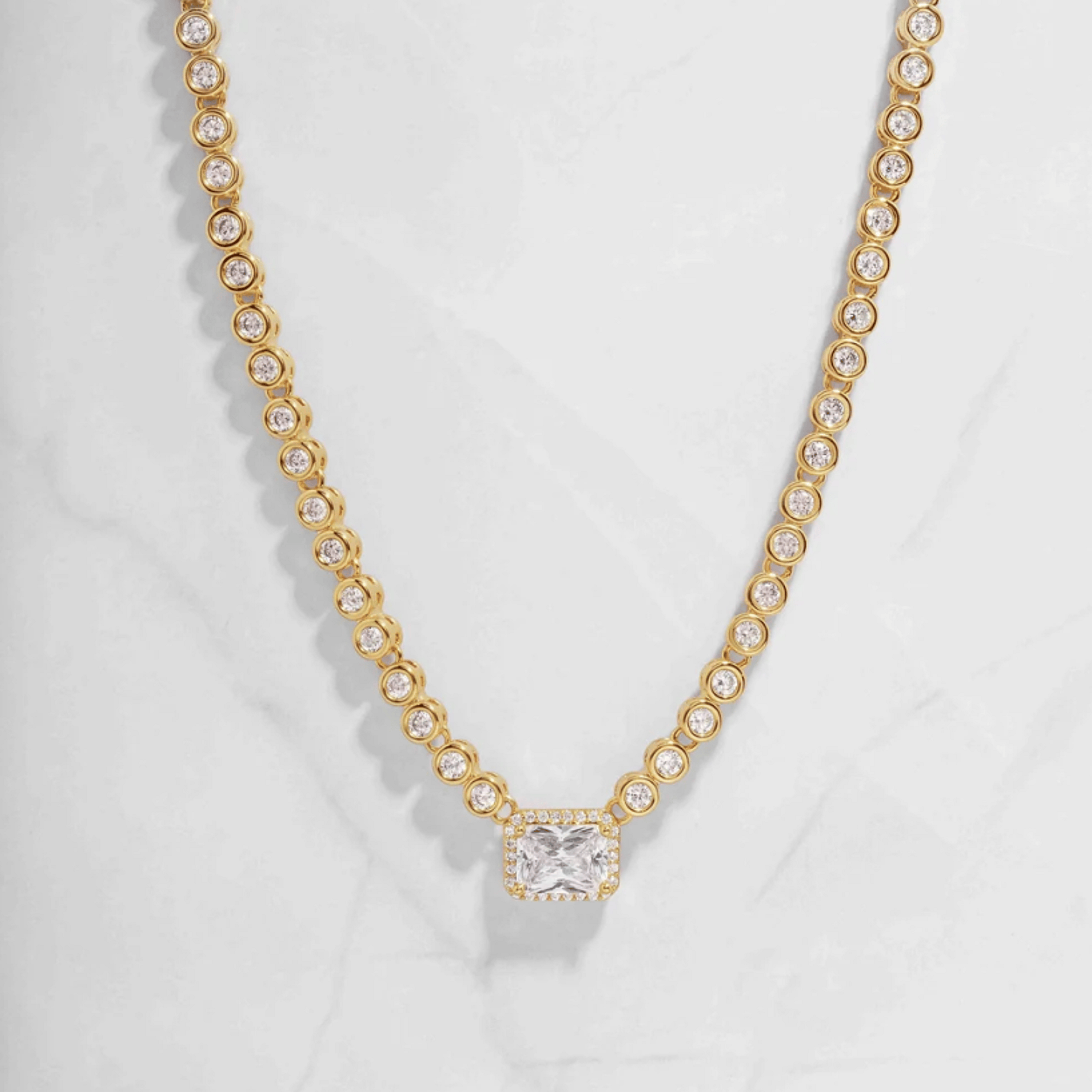 Sami Jewels Diamond Baguette Tennis Necklace