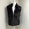 Black by Saks Fifth Avenue - Brown Fur Vest with Plush Texture and Fold-Over Collar